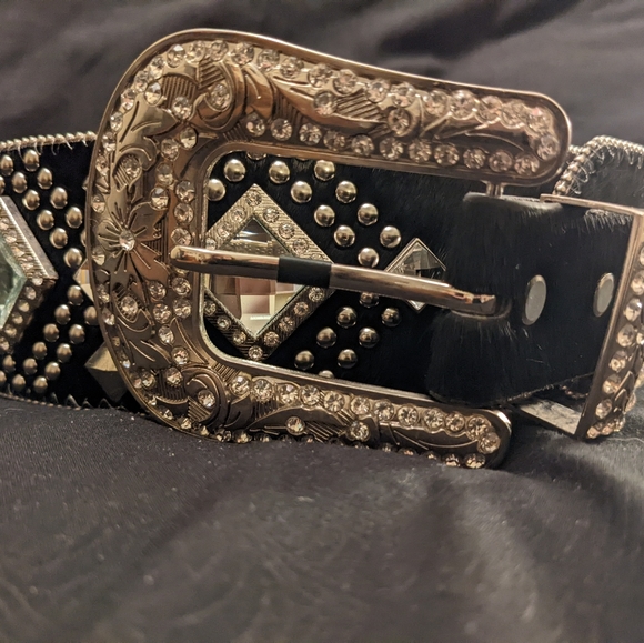 Rhinestone Hip Belt beautiful bling thick waist belt hide chunky sparkly studs - Picture 4 of 16